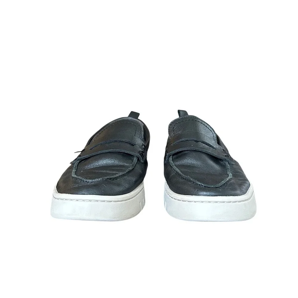 Vionic Uptown Black Leather Platform Penny Loafer Sneakers Womens 7.5 Orthotic